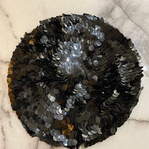 Vintage Sequin Beret Black